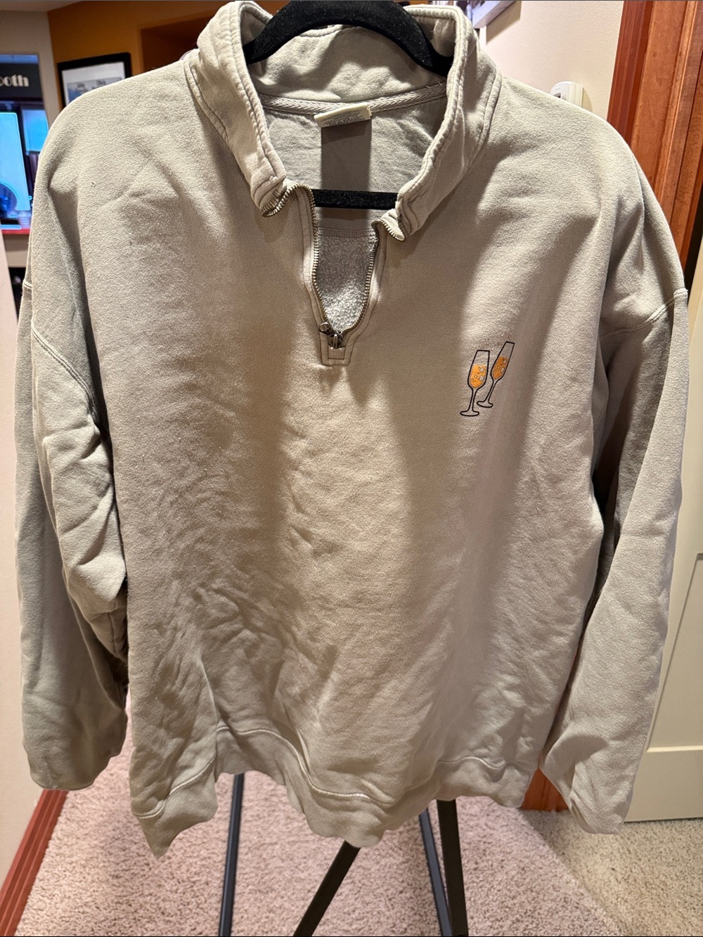 Champagne Problems Grey Quarter-Zip Sweatshirt